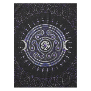 Hecate Wheel Ornament with Amethyst and Silver Tablecloth