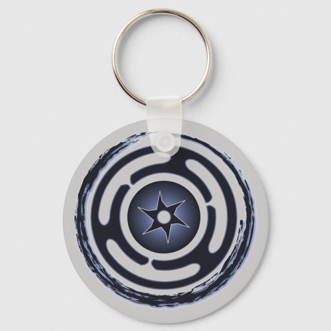 Hecate's Wheel (Blue) Keychain (Front)
