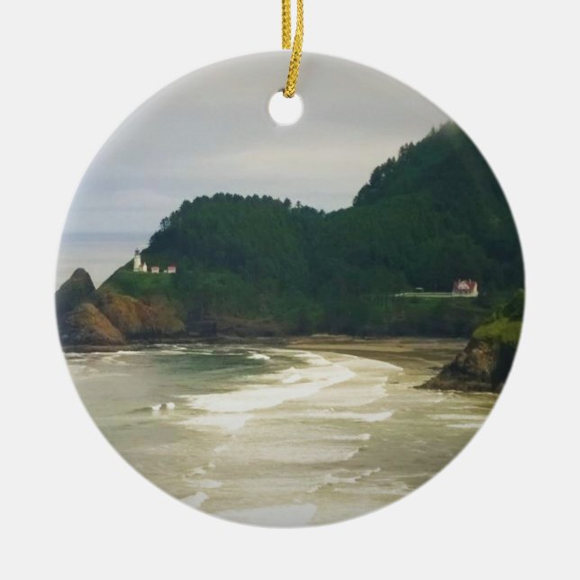 Heceta Head Lighthouse, OR Ceramic Tree Decoration (Front)