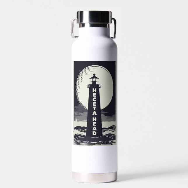 Heceta Head Lighthouse Oregon Moon Water Bottle (Front)