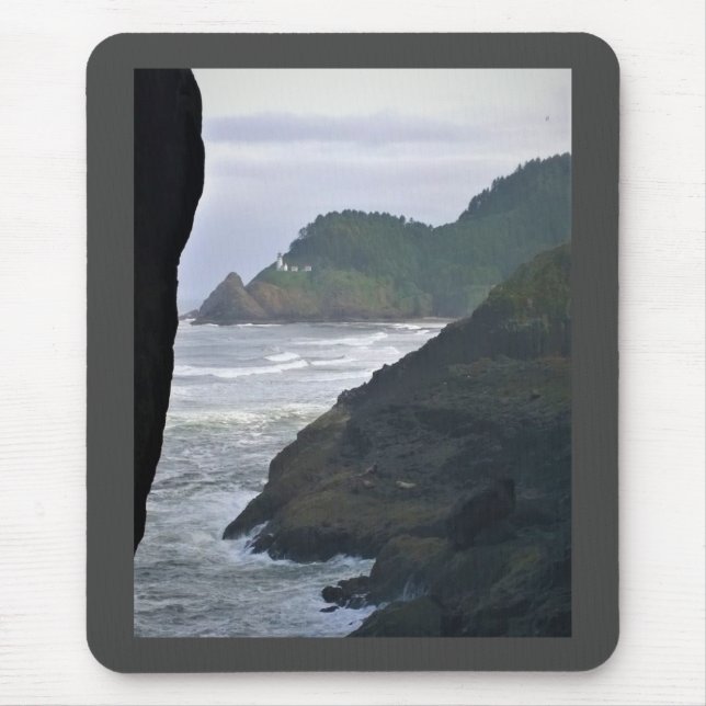Heceta Head Lighthouse & Sea Lions, OR Mouse Pad (Front)