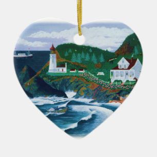 Heceta Lighthouse Ceramic Tree Decoration