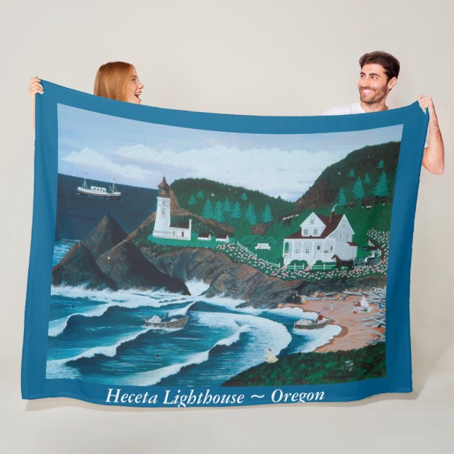 Heceta Lighthouse Fleece Blanket (In Situ)