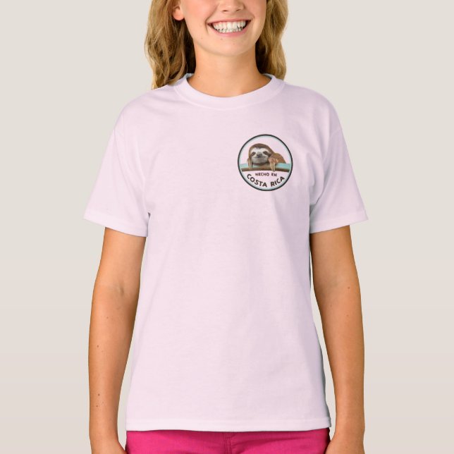 Hecho en Costa Rica Sloth Kid t-shirt for girls (Front)