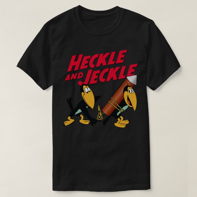 Heckle and Jeckle Cartoon Magpie Characters and Lo T-Shirt (Design Front)