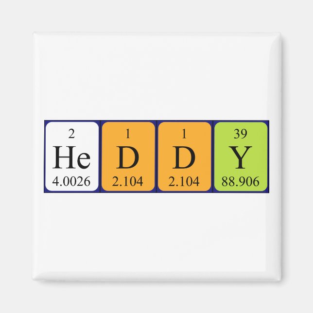 Heddy periodic table name magnet (Front)