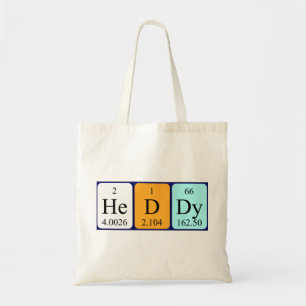 Heddy periodic table name tote bag