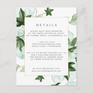Hedera   Ivy Leaves Botanical Guest Details Enclosure Card