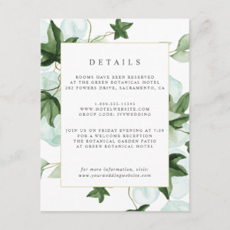 Hedera | Ivy Leaves Botanical Guest Details Enclosure Card
