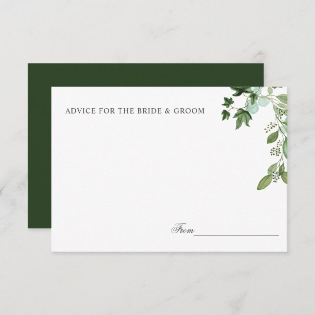 Hedera | Ivy Leaves Green Wedding Advice or recipe Invitation (Front/Back)