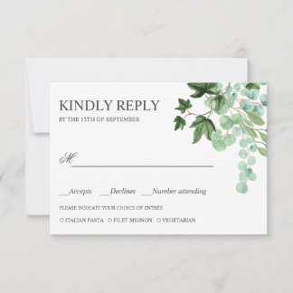 Hedera | Ivy leaves WEDDING RSVP MEAL CHOICE Card