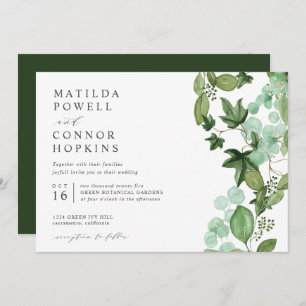 Hedera Modern IVY Green Garden Botanical Wedding Invitation