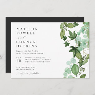Hedera   Modern IVY Grey Garden Botanical Wedding Invitation