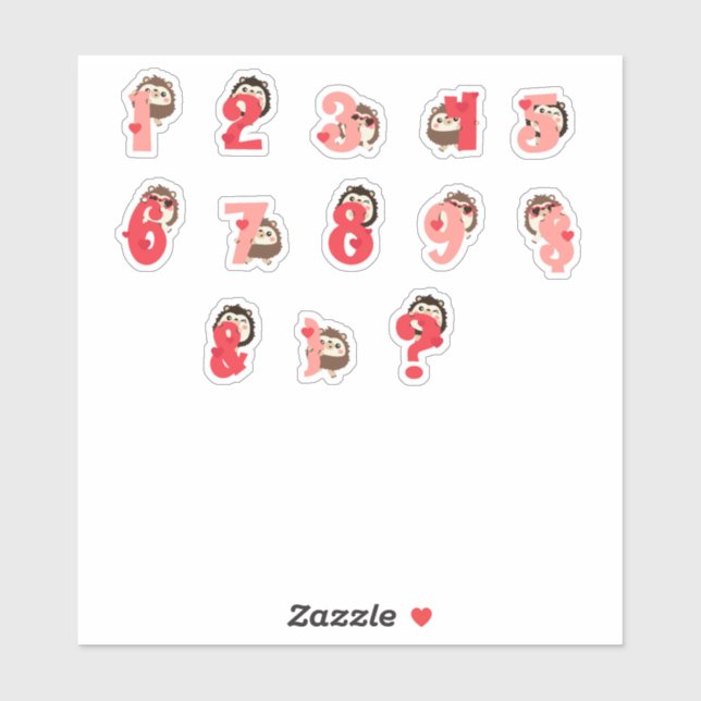 Hedge Hugs Number Stickers | Cute Hedgehog Letter  (Sheet)