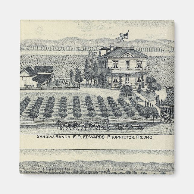 Hedge Row Vineyard, Fresno Magnet (Front)