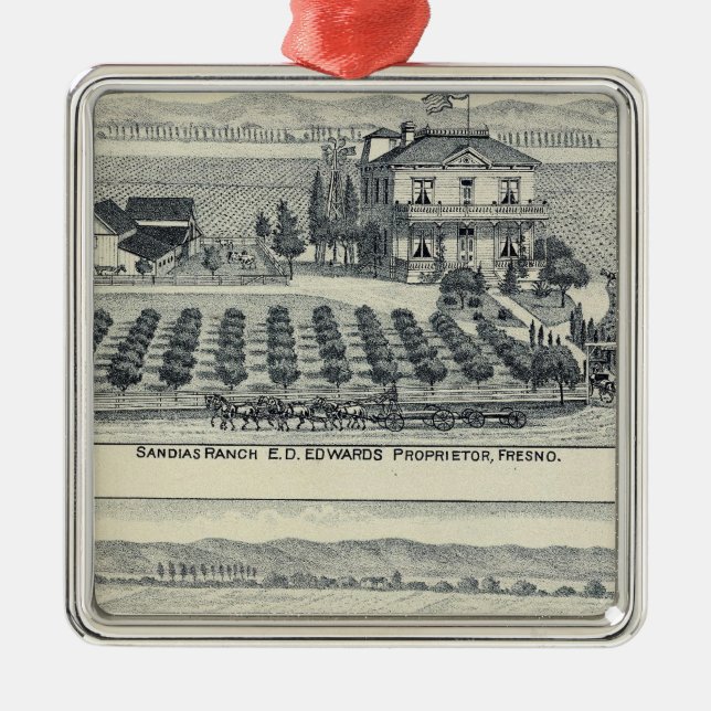 Hedge Row Vineyard, Fresno Metal Tree Decoration (Front)