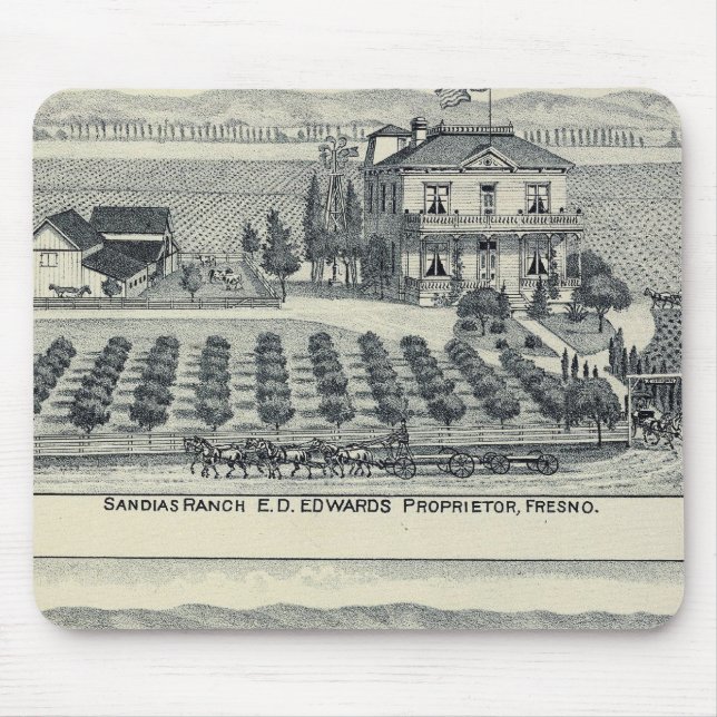 Hedge Row Vineyard, Fresno Mouse Pad (Front)