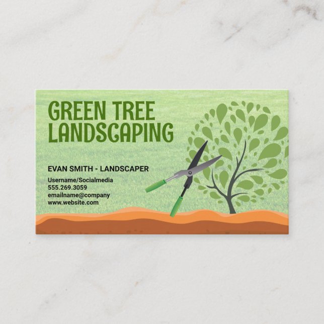 Hedge Trimmers | Landscaper | Grass | Tree Business Card (Front)