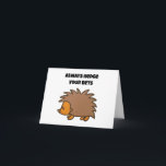 Hedge Your Bets Hedgehog Funny Gambling Cartoon Card<br><div class="desc">This charming little hedgie takes the phrase "hedge your bets" to heart! Whether you're playing it safe in love, work, or Vegas, this adorable cartoon of a brown hedgehog in profile reminds you to stay cautious and prepared for whatever life throws your way. With the words “Hedge Your Bets” in...</div>