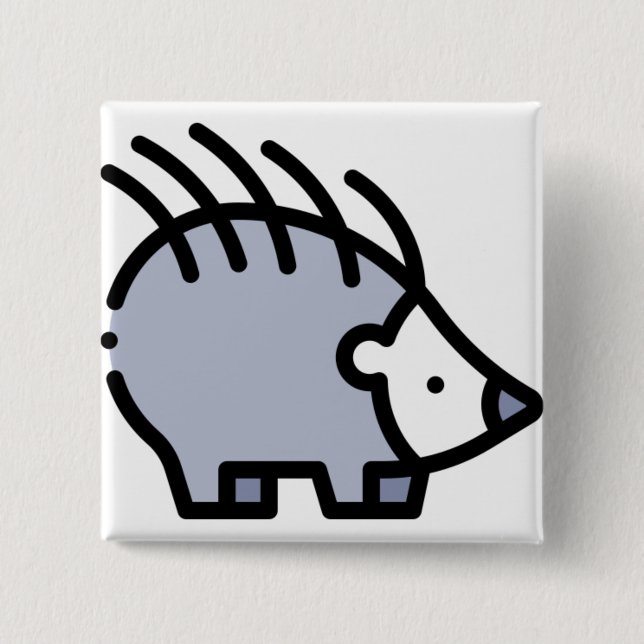hedgehog 15 cm square badge (Front)