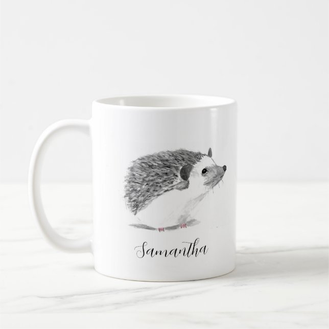 Hedgehog Adorable Cute Animal Painting Coffee Mug (Left)