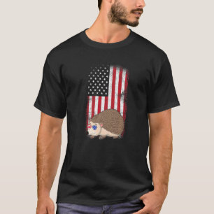 Hedgehog American Flag Boys Girls Men Women Fourth T-Shirt