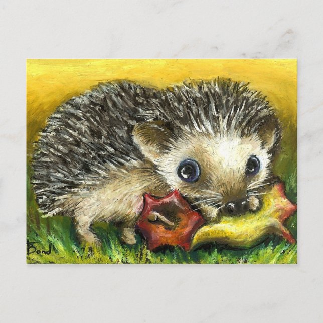 Hedgehog and apple postcards (Front)