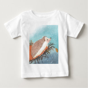 Hedgehog and first snowflakes baby T-Shirt