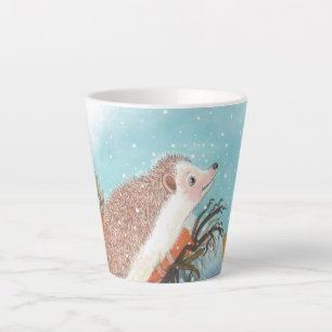 Hedgehog and first snowflakes   latte mug
