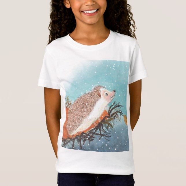 Hedgehog and first snowflakes   T-Shirt (Front)
