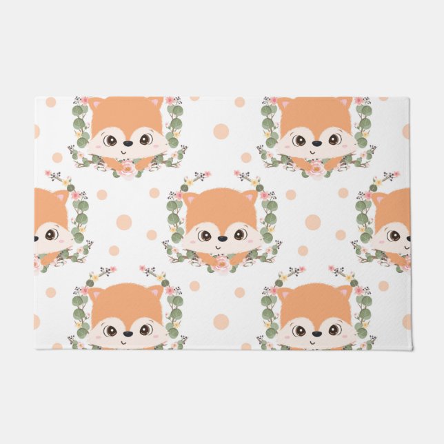 Hedgehog And Flower Tattoo Doormat (Front)
