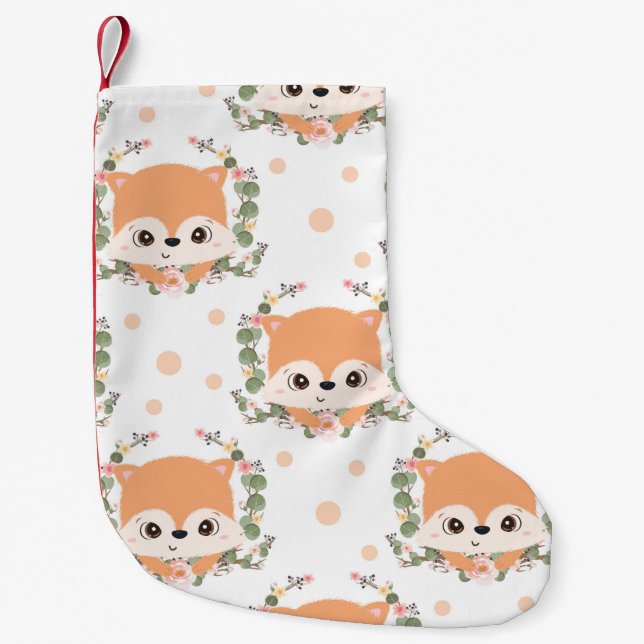 Hedgehog And Flower Tattoo Small Christmas Stocking (Front)