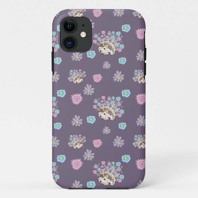 hedgehog and flowers pattern Case-Mate iPhone case (Back)
