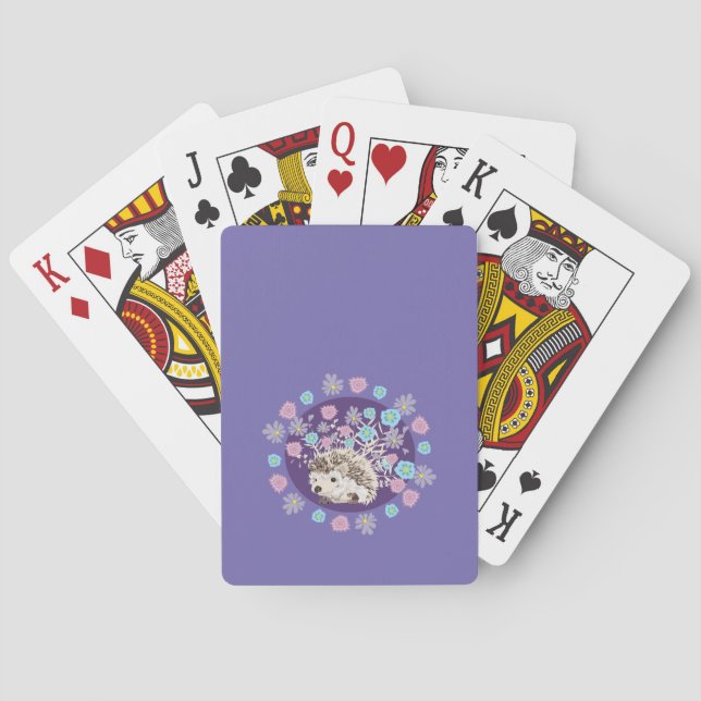 Hedgehog and Flowers Playing Cards (Back)