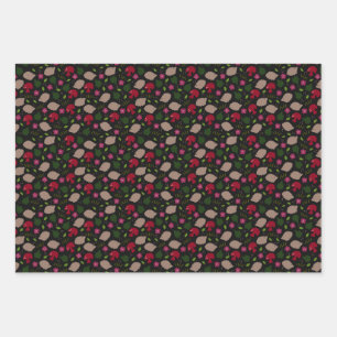 Hedgehog and Mushroom Wrapping Paper Sheets