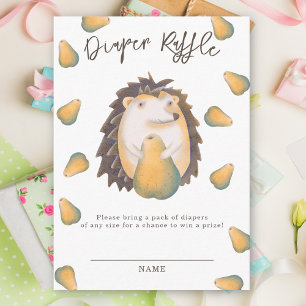 Hedgehog and pear - diaper raffle enclosure card
