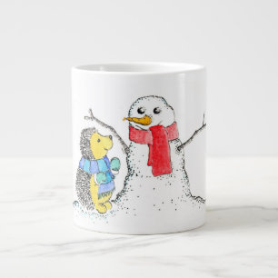 Hedgehog and Snowman Large Coffee Mug