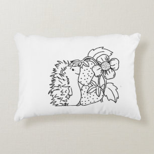 Hedgehog and Strawberries Decorative Cushion