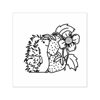 Hedgehog and Strawberries Self-inking Stamp