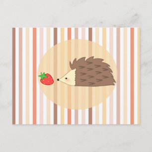 Hedgehog and Strawberry Postcard