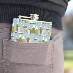 Hedgehog and White Christmas Hip Flask