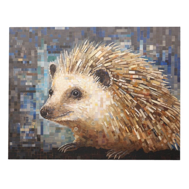 Hedgehog Animal Art Decor Paint Mosaic  Notepad (Front)