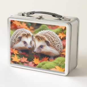 Hedgehog Animal Nature Wildlife Affection Caring Metal Lunch Box