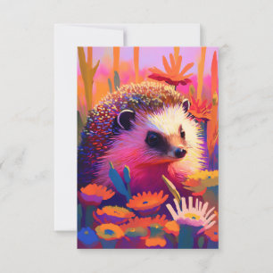 Hedgehog Animal Portrait Painting Wildlife Outdoor Thank You Card