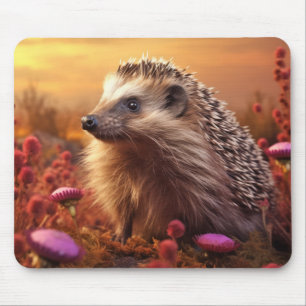 Hedgehog Animal Wildlife Wilderness Colourful Art Mouse Pad