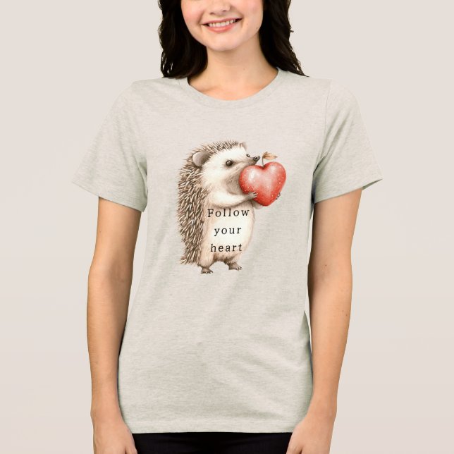 Hedgehog Apple Heart Tri-Blend Shirt (Front)