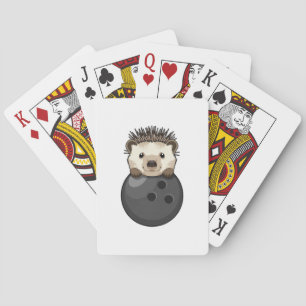 Hedgehog at Bowling with Bowling ball Playing Cards