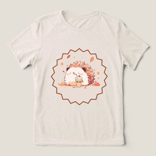 Hedgehog Autumn Vibes Tri-Blend Shirt (Design Front)