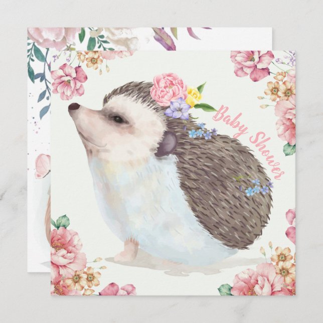 Hedgehog Baby Shower Invitation (Front/Back)