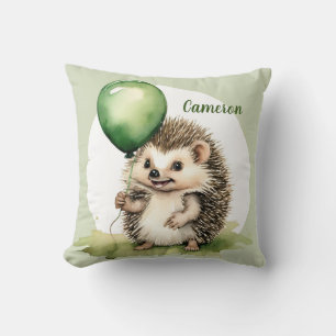 Hedgehog Balloon Cute Gender Neutral Personalised  Cushion